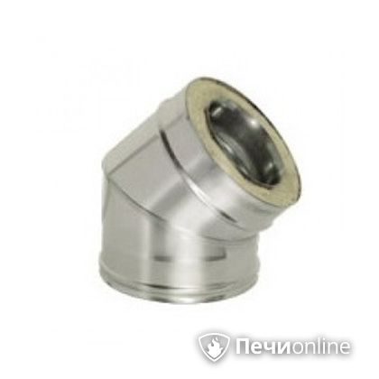 Дымоход Дымок Колено 45° с изоляцией 0,8 мм. OТFR45  120/200 в Перми