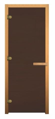 Стеклянная дверь Банный эксперт Бронза матовое, 8 мм, коробка осина, 190/68 в Перми