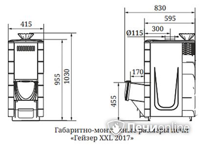 Дровяная печь-каменка TMF Гейзер XXL 2017 Carbon ДН ЗК антрацит в Перми