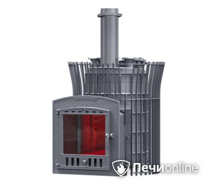 Банная дровяная печь Гефест AVANGARD ЗК 30 (П2) Ураган в сетке Тюльпан в Перми