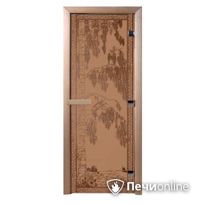 Дверь стеклянная Банный эксперт Березка бронза матовое 8 мм коробка ольха 190/70 в Перми