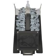 Дровяная банная печь Добросталь Августа Стоун Стронг со стандартной топочной дверцей теплообменник справа
