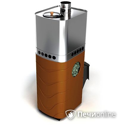 Дровяная банная печь TMF Бирюса 2013 Carbon терракота с закрытой каменкой в Перми