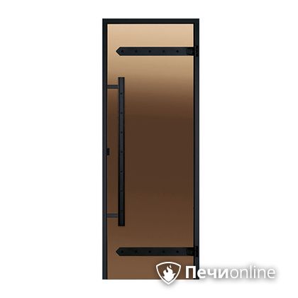 Дверь для бани Harvia Стеклянная дверь для сауны LEGEND 7/19 черная коробка сосна бронза  D71901МL в Перми
