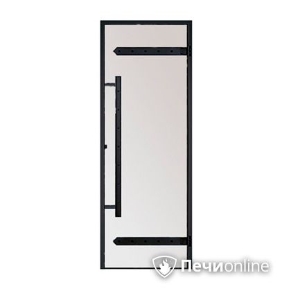 Дверь для бани Harvia Стеклянная дверь для сауны LEGEND 7/19 черная коробка сосна сатин D71905МL в Перми